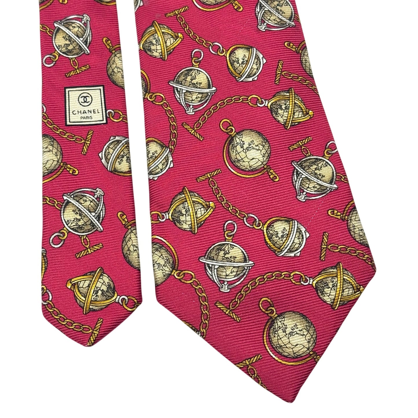 Chanel Globe Pattern Tie
