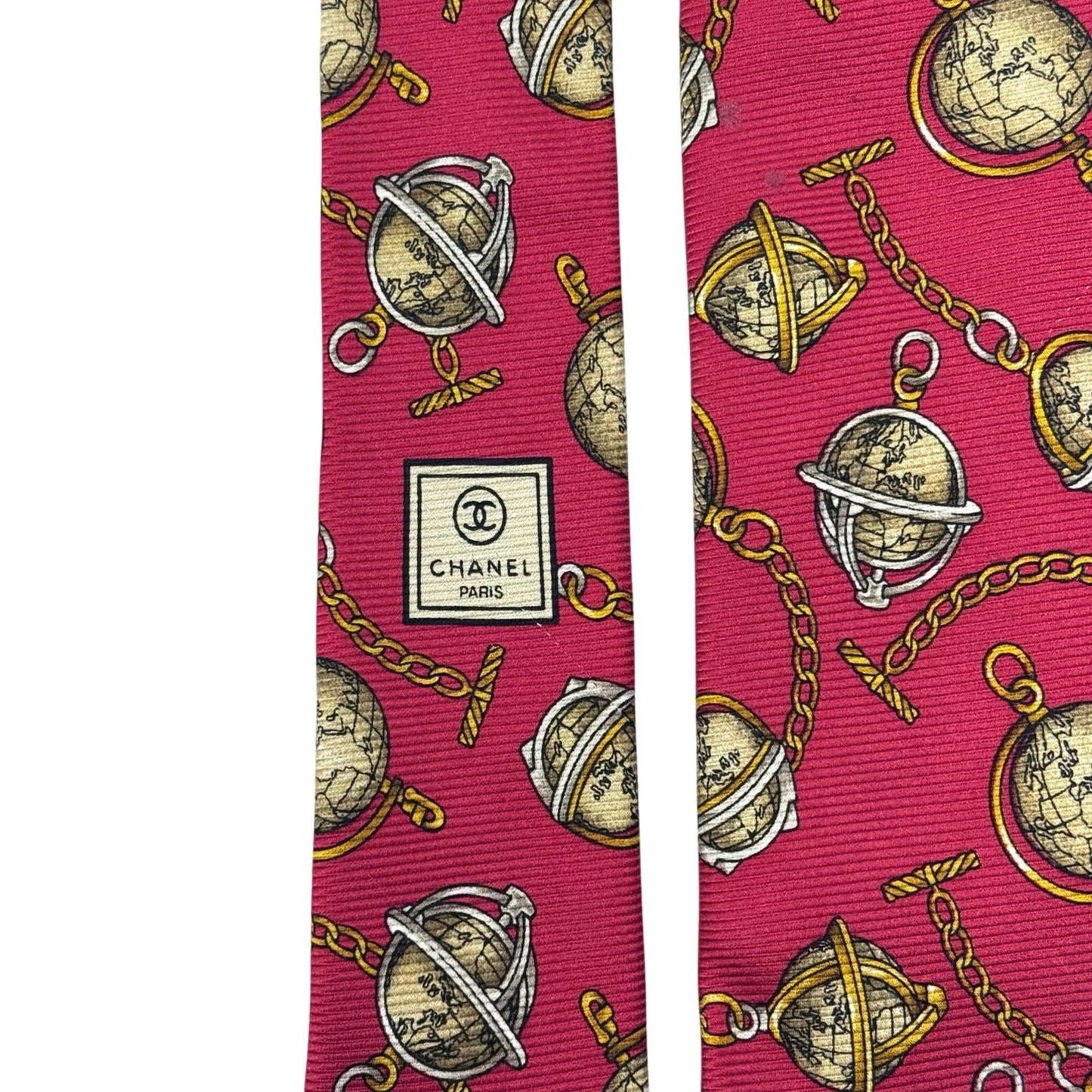 Chanel Globe Pattern Tie
