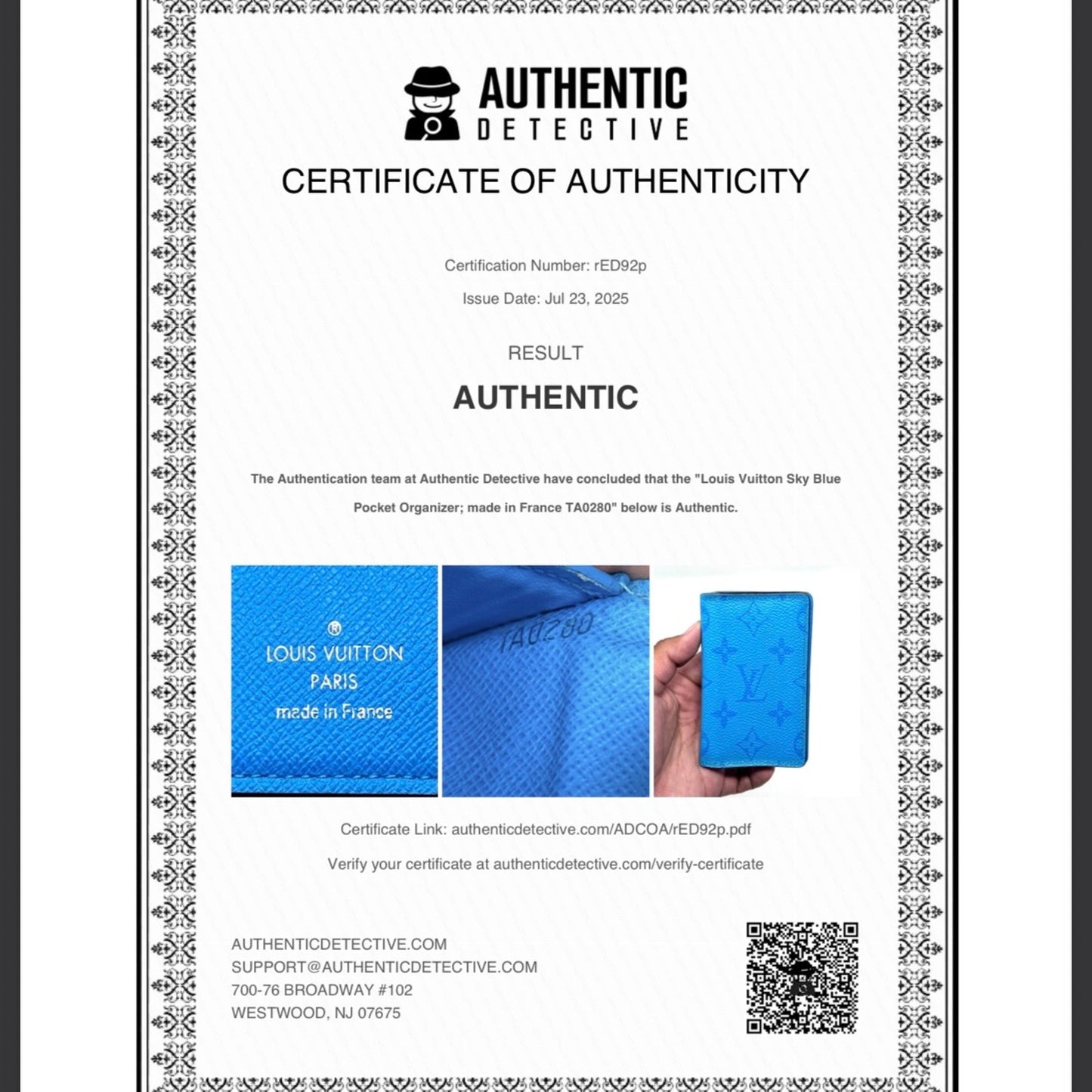 Louis Vuitton Sky Blue Pocket Organizer