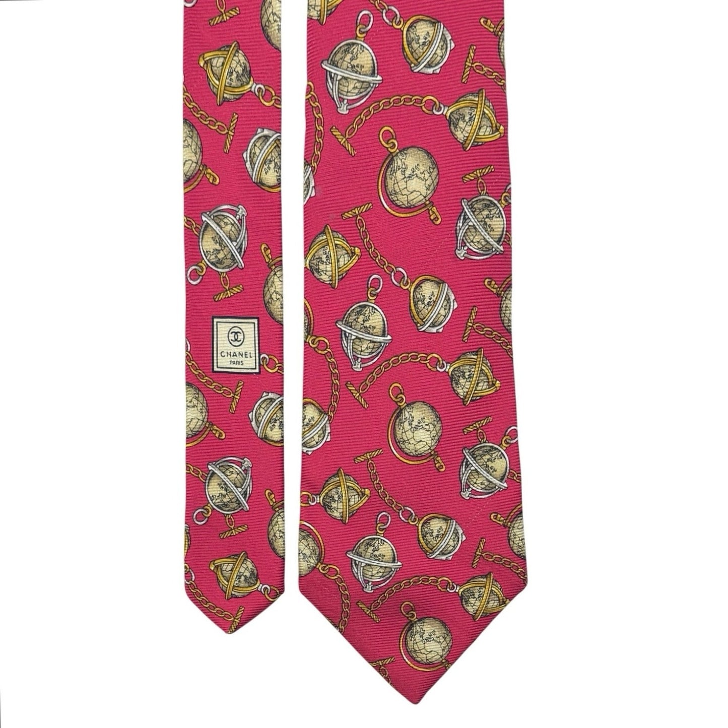 Chanel Globe Pattern Tie