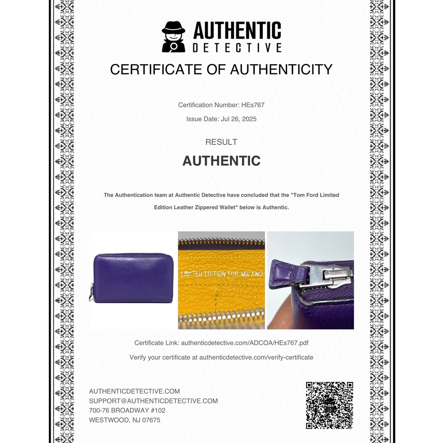 Tom Ford Purple Long Wallet