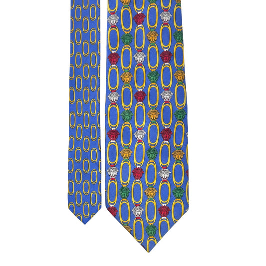 Versace Blue Medusa Tie
