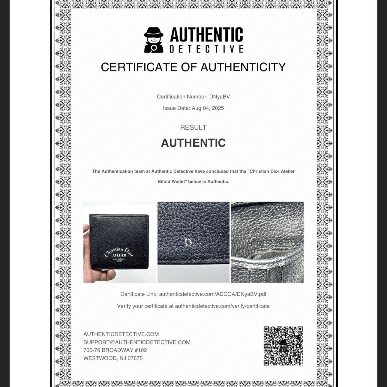 Christian Dior Atelier Bifold Wallet