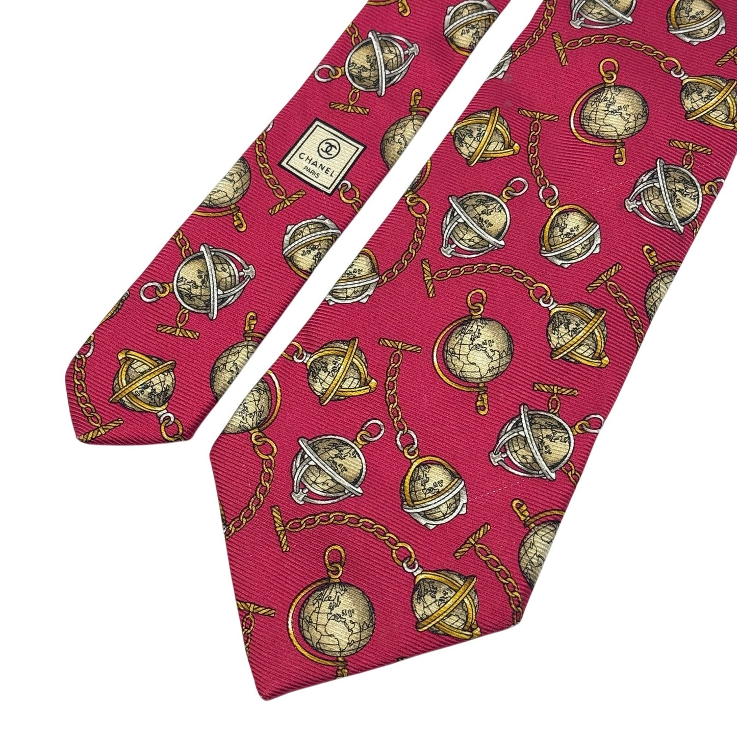 Chanel Globe Pattern Tie