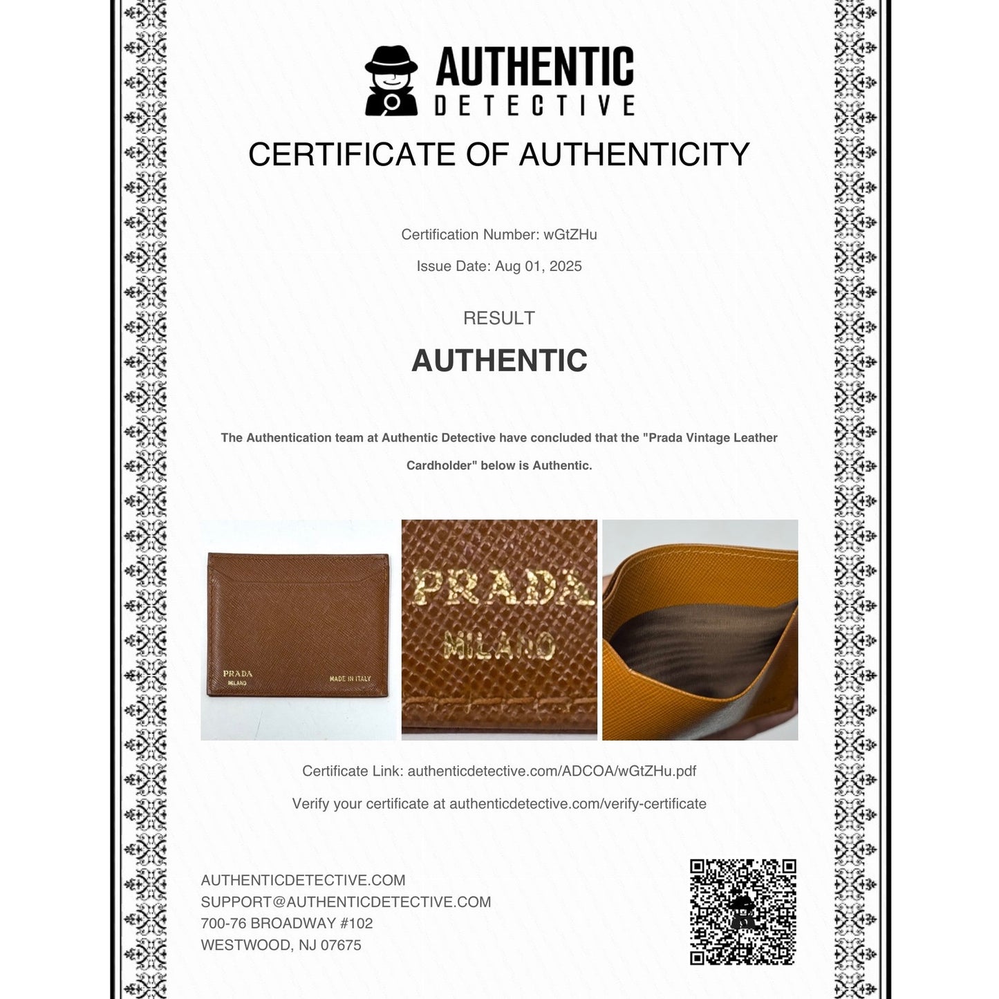 Prada Brown Cardholder Wallet